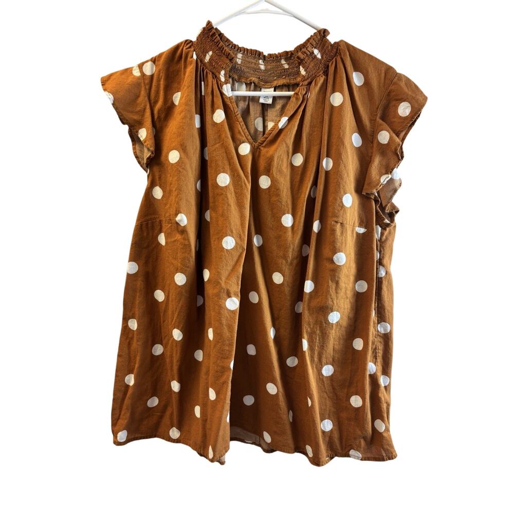 Old Navy Brown and white polka dot shirt cottage 2XL